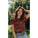 Poppy Jersey Stoff Digital Blumen braun