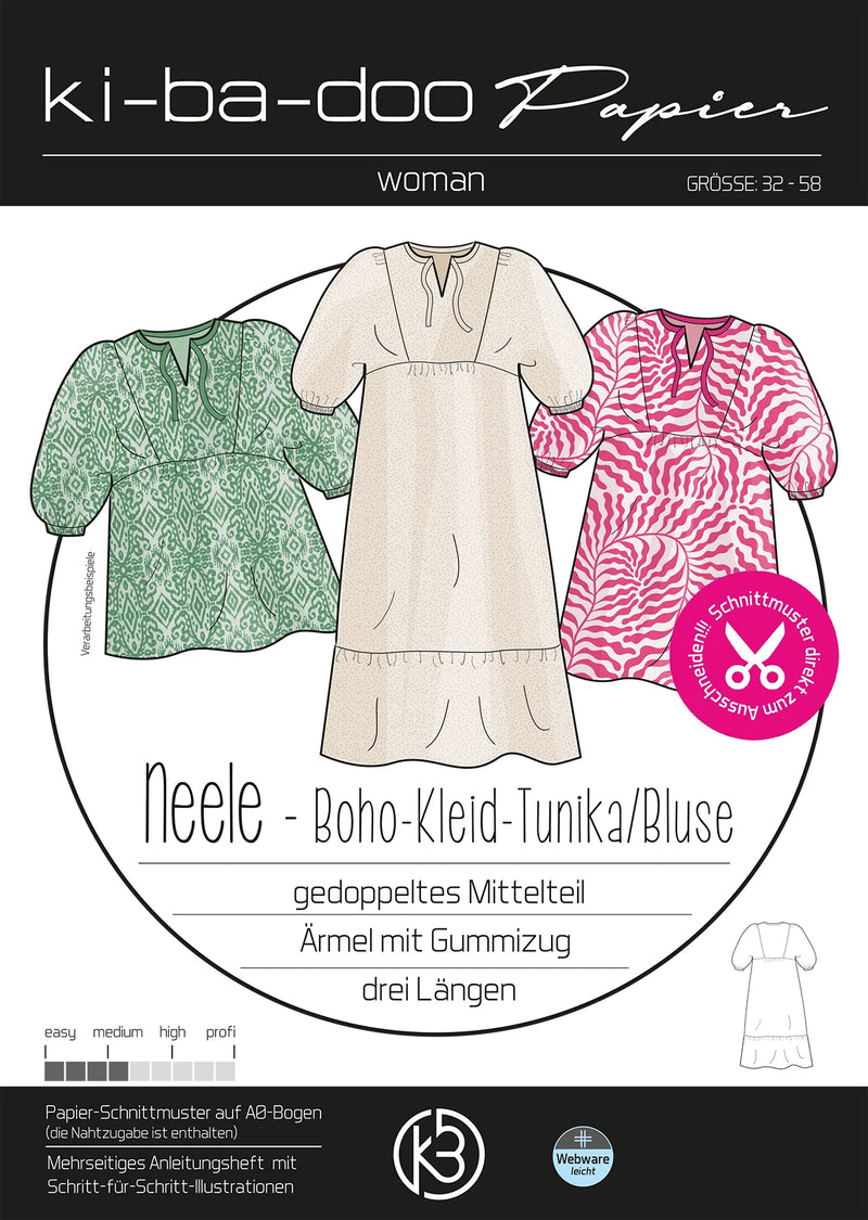 Papierschnittmuster Kibadoo Neele Boho Kleid