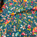 Viskose Jersey Stoff Blumen petrol