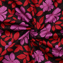 Cotton Satin Baumwolle Blumen schwarz