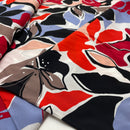 Viskose Stoff Blumen rot bunt