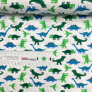 Jersey Stoff Dinosaurier weiß