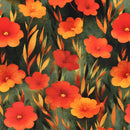 Viskose Ecovero Stoff Webware Blumen Muster Mohnblumen grün