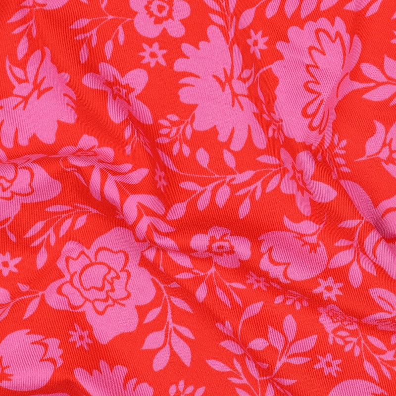 Poppy Jersey Stoff Blumen rot