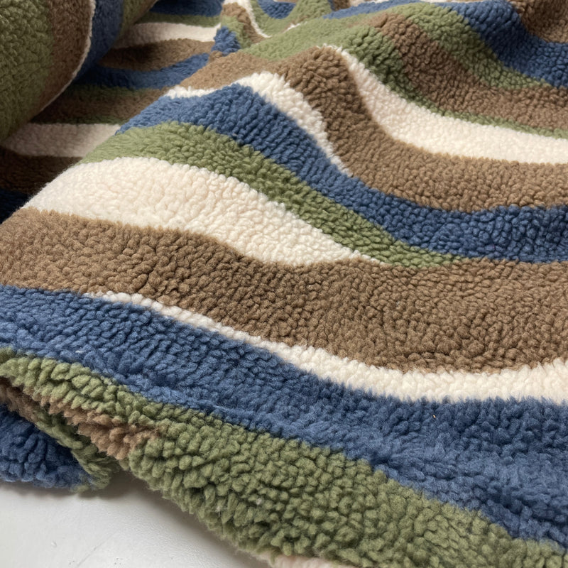 Teddy Stoff Jackenstoff Swirl blau braun