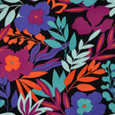 Pommé Viskose Stoff Webware Blumen Muster schwarz