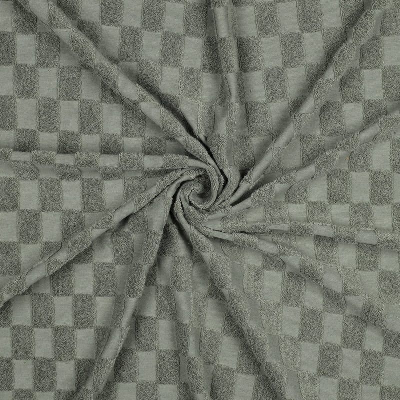 Frottee Jersey Stoff Checks grün