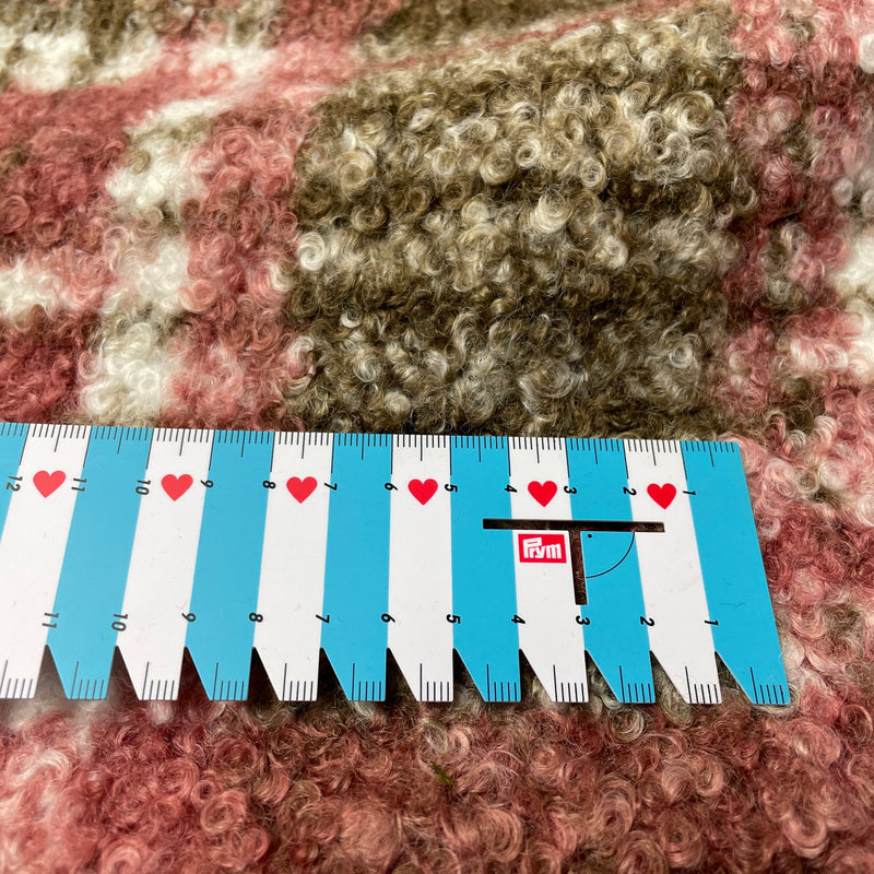 Boucle Stoff Jackenstoff kariert rosa