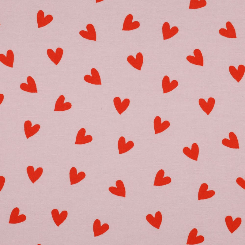 Baumwoll Flanell Stoff Herzen rosa