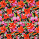 Viskose Ecovero Stoff Webware Blumen orange