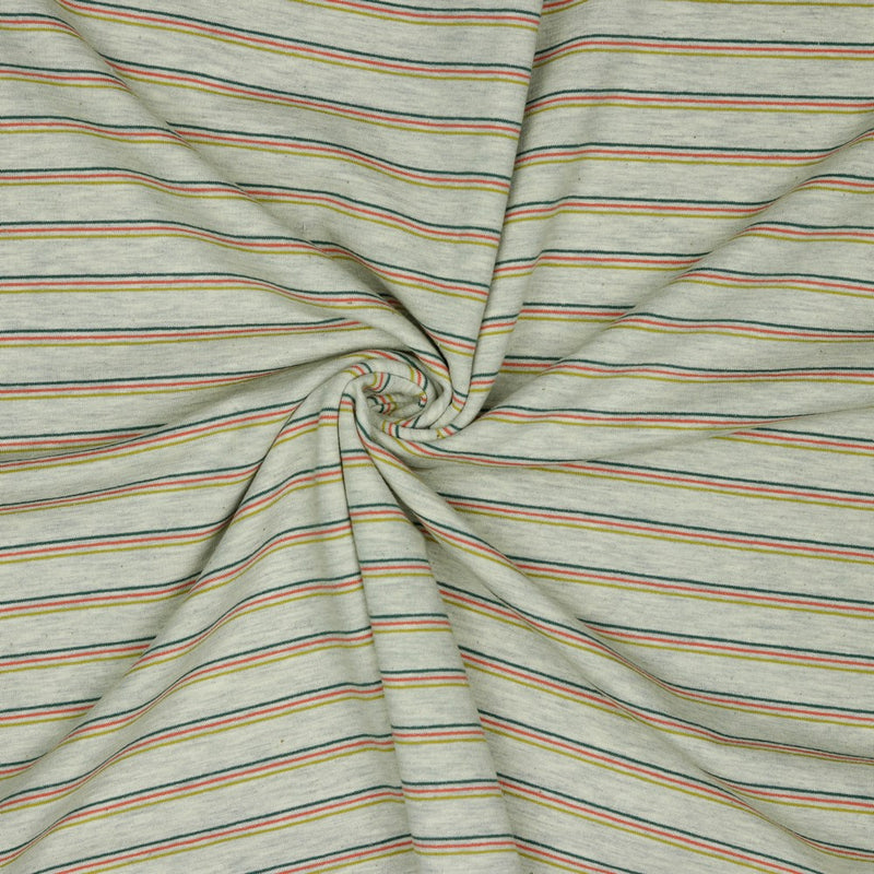 French Terry Sweat Stoff  Streifen grau bunt