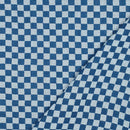 Musselin Stoff Double Gauze Baumwolle Sided Checks blau