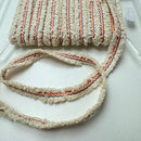 Veno Borte mit Fransen 15mm ecru orange neon