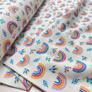 Jersey Stoff Regenbogen weiß