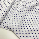 Viskose Webware Stoff Punkte Polka Dots weiß blau