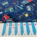 Poppy Work Vehicles Baumwolle Stoff Fahrzeuge blau