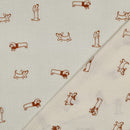 Musselin Stoff Double Gauze Stickerei Hunde ecru
