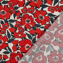 Cotton Satin Baumwolle Blumen offwhite rot