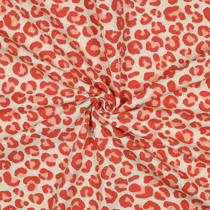 Poppy angerauter Soft Sweat Stoff Leo Muster orange
