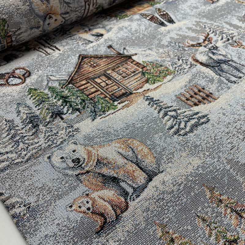 Swafing Sven Gobelin Stoff Wintermotiv grau