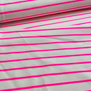 French Terry Sweat  Stoff Streifen neon pink weiß
