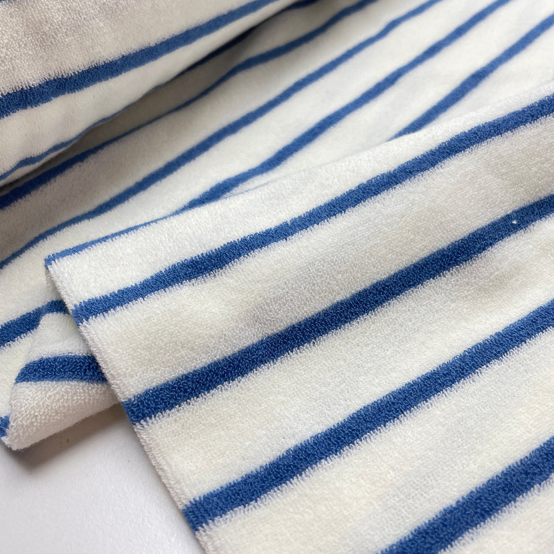 Kurzfloorfrottee Frottee Streifen weiß blau