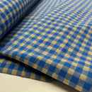 Seersucker Stoff Webware kariert blau beige