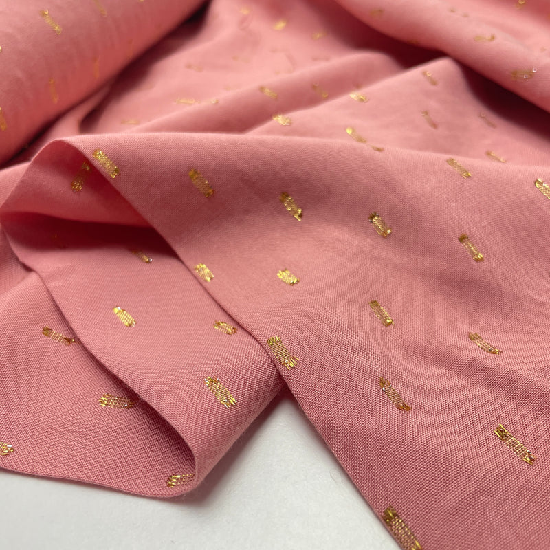 Viskose Stoff Lurex gold rosa