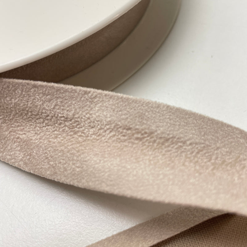 1 Meter Velour Schrägband - 25mm - beige uni