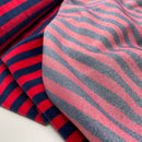 Nicki Jersey Stoff gestreift blau rot