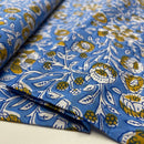 Handgefertigte Batik Baumwolle Blumen blau