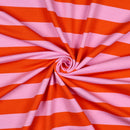 Poppy angerauter Soft Sweat Stoff Streifen orange pink