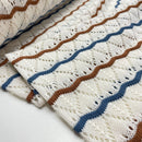 Strick Ajour Jacquard Stoff Streifen ecru