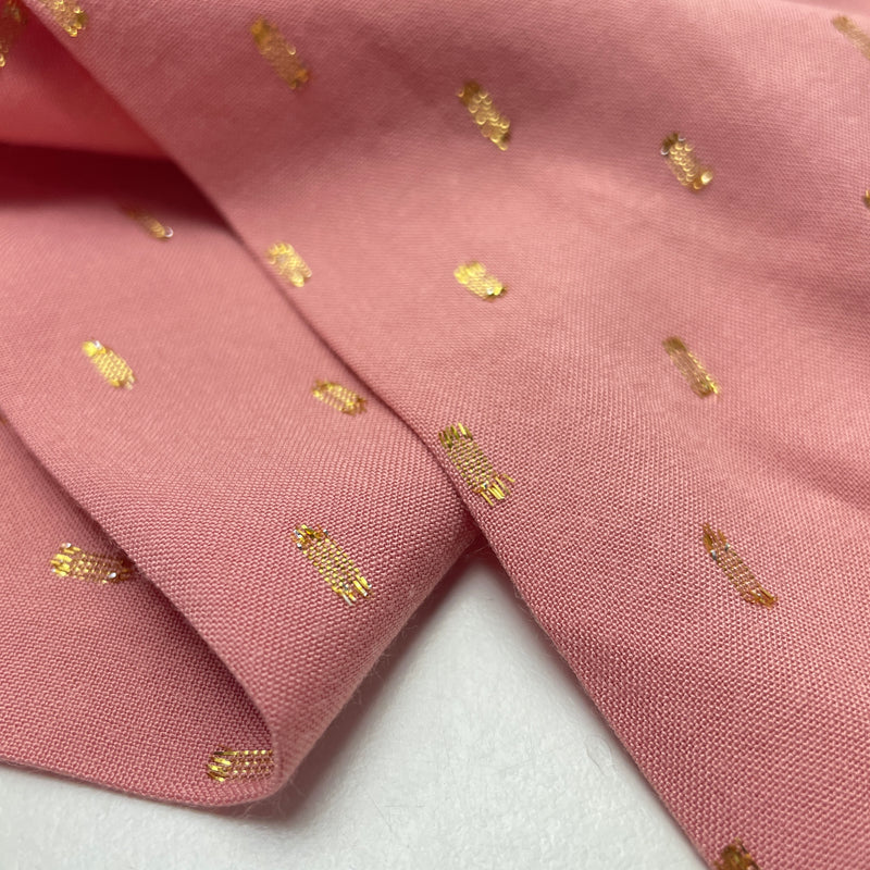 Viskose Stoff Lurex gold rosa