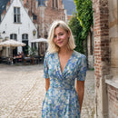 Viskose Stoff mit Stretchanteil Webware Blumen blau