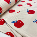 Poppy Jersey Stoff Äpfel Natur offwhite