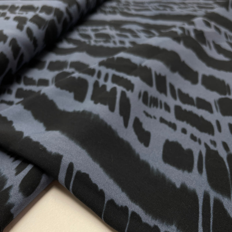 Viskose Stoff Webware Digital Abstrakt blau schwarz