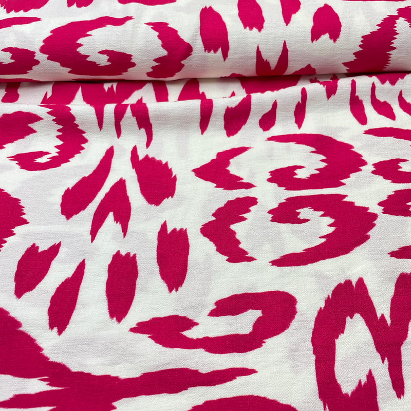 Viskose Crinkle Stoff Webware Muster pink