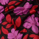 Cotton Satin Baumwolle Blumen schwarz