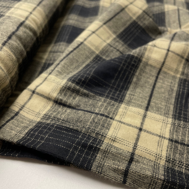 Baumwoll Flanell Stoff Swafing Yukon schwarz beige kariert