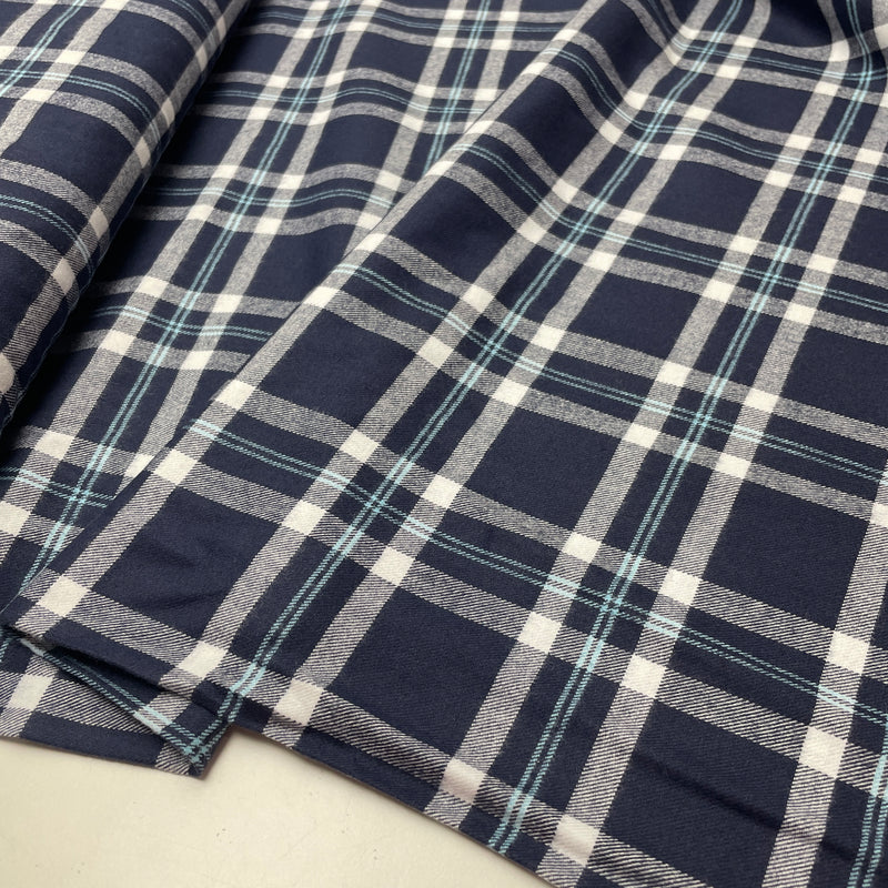 Baumwoll Flanell Stoff Swafing Yukon blau kariert