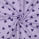 Baumwoll Flanell Stoff Herzen lila