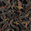 Viskose Ecovero Stoff Webware Blätter schwarz