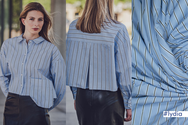 Fibre Mood Baumwolle Stoff Streifen blau