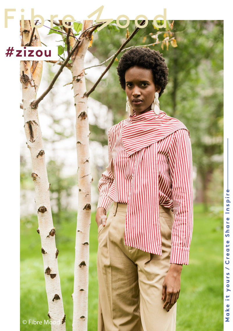 Fibre Mood Baumwolle Stoff Streifen rot