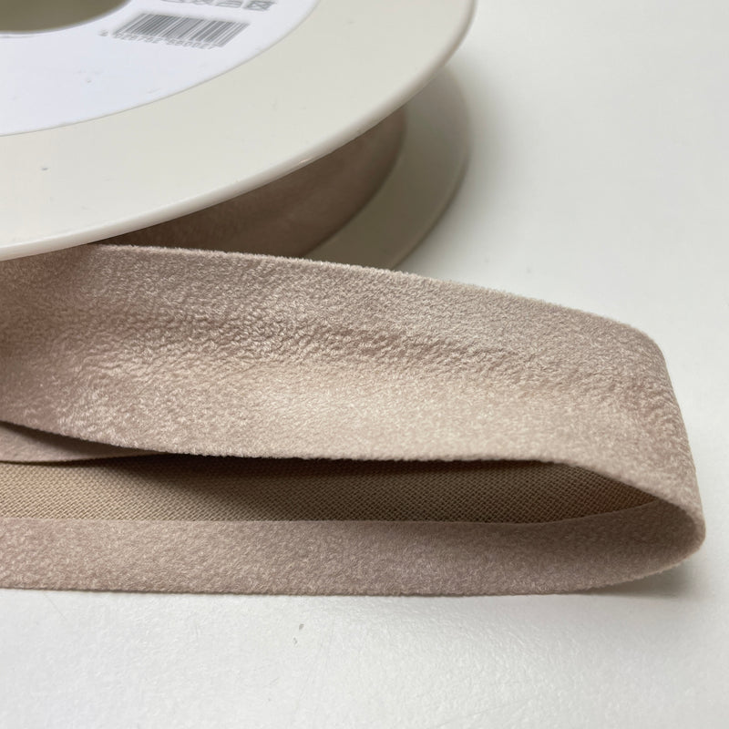 1 Meter Velour Schrägband - 25mm - beige uni