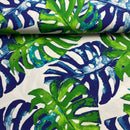 Jersey Stoff Blätter Muster weiß