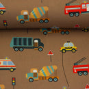 Swafing Bill Baumwolle Stoff Autos Fahrzeuge braun