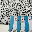 Swafing Tim Baumwolle Stoff Musik Noten Muster weiß