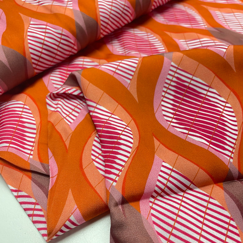Viskose Stoff Webware Muster orange